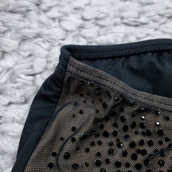 READ Carmen Marc Valvo Black Beige Rhinestone Swim Bottom Size Small - Picture 4 of 7